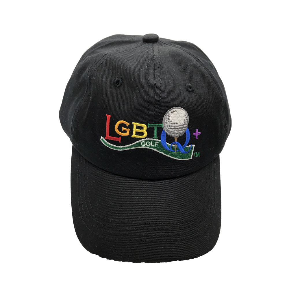 LGBTQ+ Golf Embroidered Logo Cap | Black Cotton Twill Unisex Golf Hat | Lightweight & Quick-Dry Sports Accessory