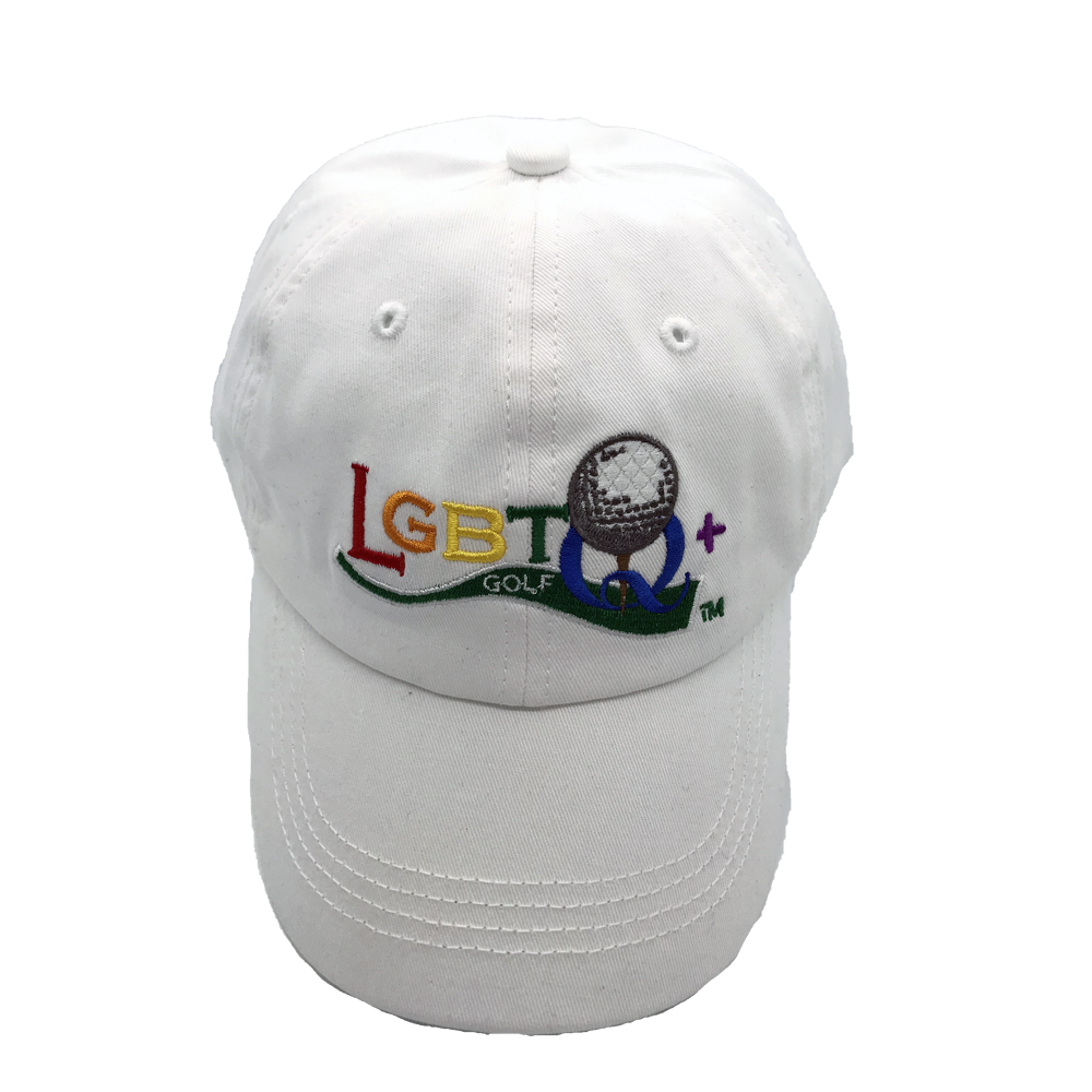 LGBTQ+ Golf Embroidered Logo Cap | White Cotton Twill Unisex Golf Hat | Lightweight & Quick-Dry Sports Accessory