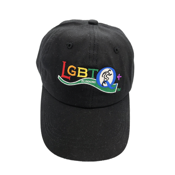 LGBTQ+ Running Embroidered Logo Cap | Black Cotton Twill Unisex Racer Hat | Lightweight & Quick-Dry Sports Accessory